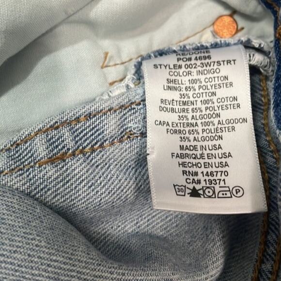 Re/done Straight Leg Jeans 70s Button Fly Recycled Denim Size 26 27x30.5 - Picture 9 of 12